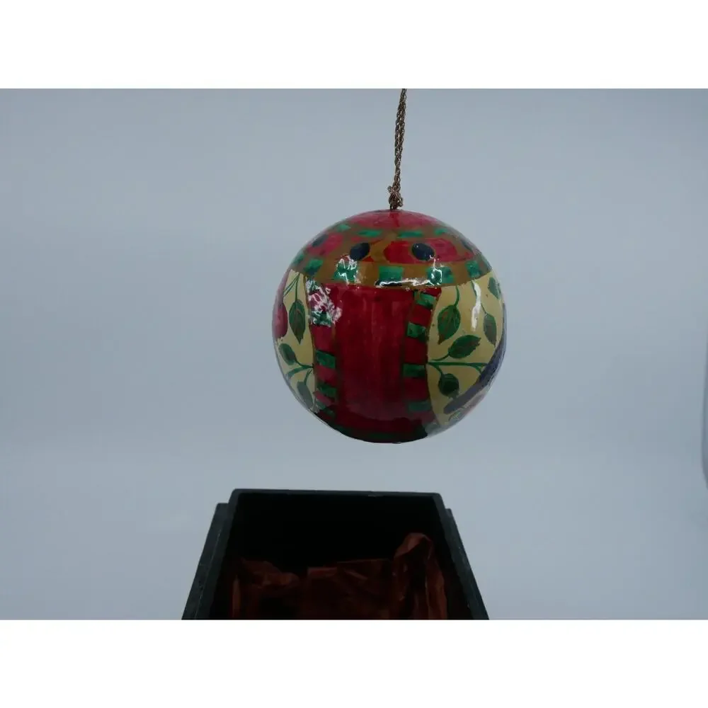 Kashmiri Paper Machè Wood Box And Ornament Blue Birds Floral Hand Painted